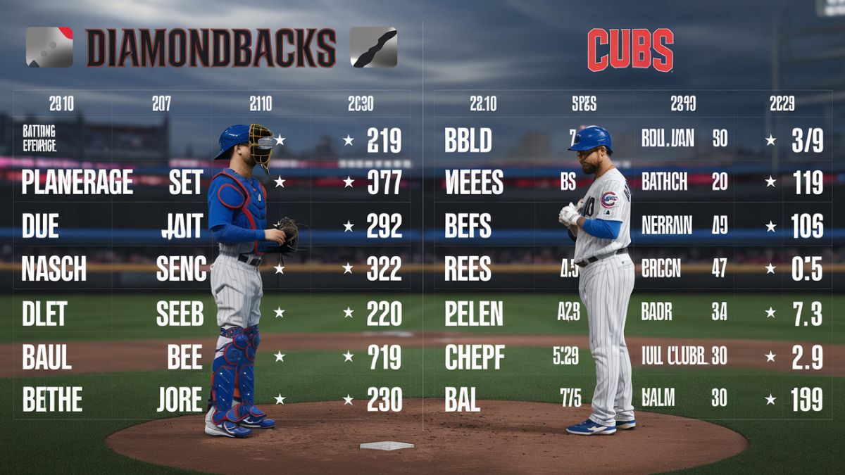 diamondbacks vs chicago cubs match player stats