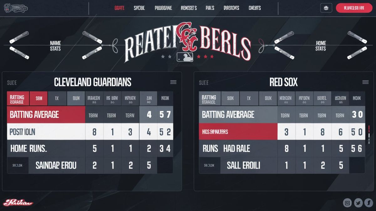 cleveland guardians vs red sox match player stats